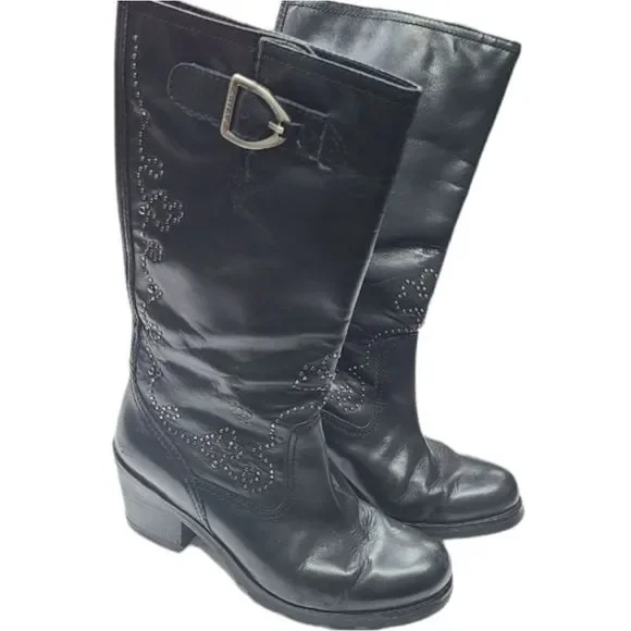 Ariat Women's Western Silver Studded Black Tall Boots Size 6.5B, fit more like 6 - Picture 5 of 12